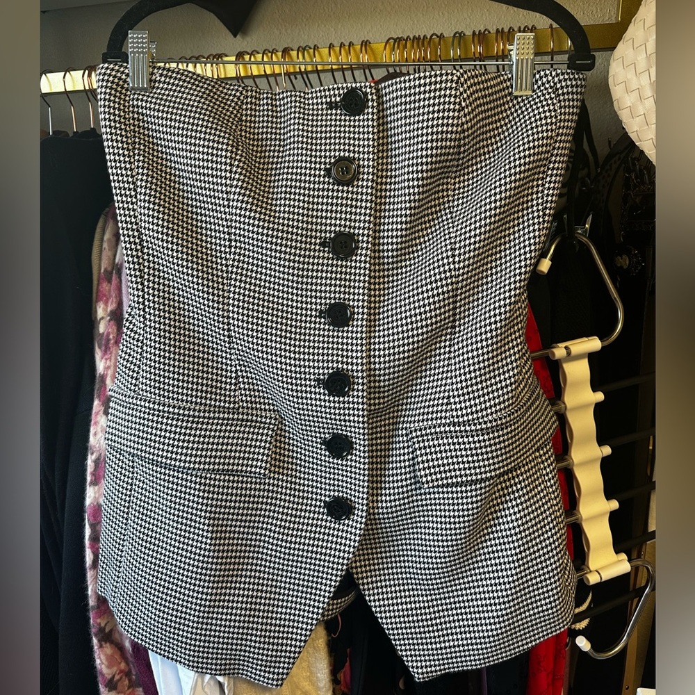 FAVORITE DAUGHTER Phoebe Houndstooth Bustier Top 🐼